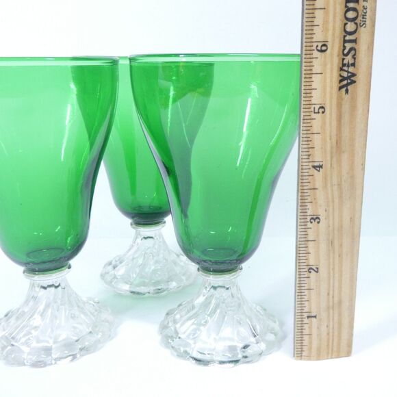 3 Anchor Hocking Burple Inspiration Green Glasses 5 3/4" Water Goblet Vtg MCM - Picture 5 of 5